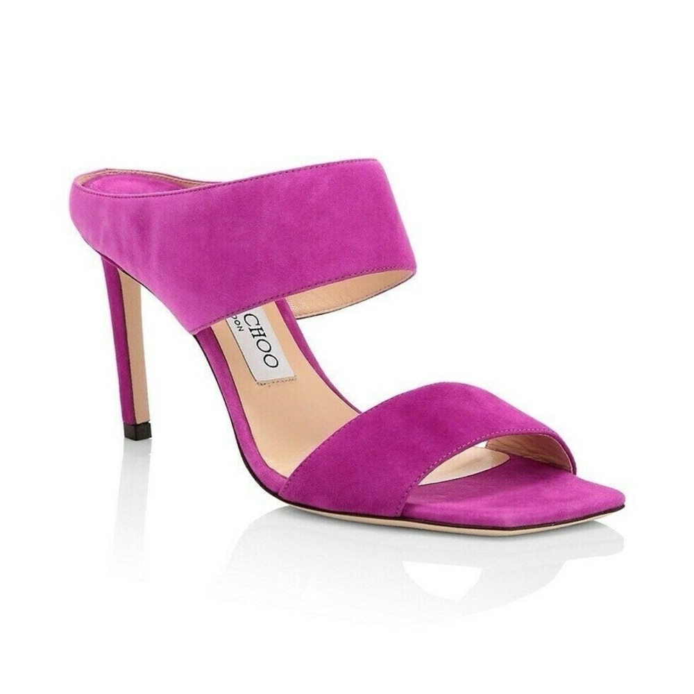 Jimmy Choo / Hira 85 Magenta Suede Slip On Heels mule sandal 36.5 6.5